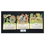 3 1981 Embossed Die Cut Cardboard Calendars.