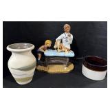 Ceramic Vase, Stoneware Pot, Ceramic Vet Figure.