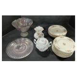 Lefton Vase, Rosemoor Federal Shape China Plates.