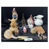 Wooden Roosters, Knitting Hooks, Shells.