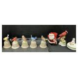 Towle Porcelain Bird Bells, Santa Dish, Music Box.