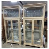 (2) Pulaski Rustic Glass Curio Cabinets.