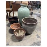 (5) Glazed Ceramic/Terracotta Planter Pots.