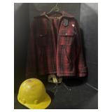 Plaid Jacket & Hardhat.