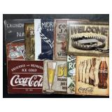 10 Metal Signs (Corvette, Coke, Beer).
