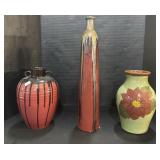 3 Hand Made Ceramic Vases.