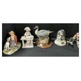 Handmade Wooded Duck, Porcelain Figurines.