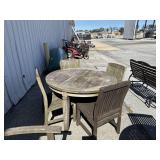 Bench Smith Teak Wood Round Patio Table.