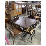 (2) Vtg Folding Card Tables, (4) Steel Folding