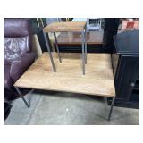 Modern Metal Frame, Rustic Oak Coffee & End Table.