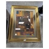 Golden Framed Abstract Wall Art.