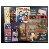 11 Metal Signs (Hot Rod, Devil Coffee, Coke).