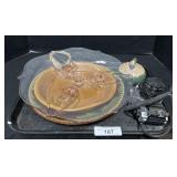 Redware Pottery Plate, Canon Camera, Pumpkin