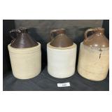 Three Two Tone Stoneware Jugs.