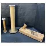 Industrial Bobbin Spools, Wood Plane.