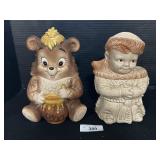 Lefton Bear & USA Davy Crocket Cookie Jars