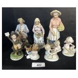 7 Vintage Homco Figures, Children Playing, Farmers