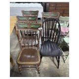 (4) Hitchcock Style Dining Chairs & (1) Windsor.