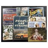 9 Metal Signs (Coca-Cola, Dixie Motorcycle).