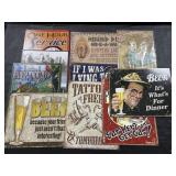 10 Metal Signs (Bud Clydesdale, Liniment).