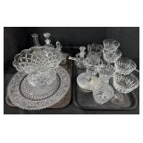 EAPG Glass Cups, Vase, Plates, Decanters.