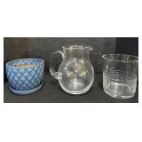 Glass Pitcher & Vase, Ceramic Planter.