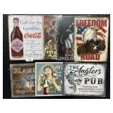 7 Metal Signs (Coca-Cola, Marlin Guns).