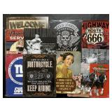 10 Metal Signs (Babe Ruth, Motorcycle).