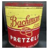 Bachman Pretzels Reading PA Advertising Tin.