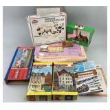 9 HO Scale Train Buildings Model Kits, Parts.