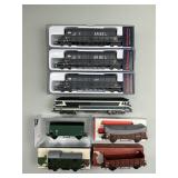 Hoppers, Freight Cars, & Locomotive Engine.