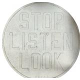 Stop Listen Look Railroad Crossing Cast Metal
