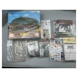 Model Kits, Platform Hall, Box Cars, Spools.