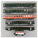 6  HO Scale Swiss Railway Passenger Cars.