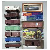 Lot Of Train Cars, Box Freight Cars & Tanker Car.