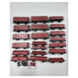 20 HO Scale Train Cars, Box, Flat, Gondolas.