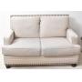 Beige Fabric Upholstered Loveseat with Nailhead