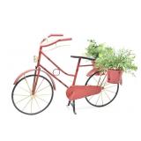 Decorative Metal Red Bike w/ Faux Greenery