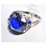 Sapphire, Diamond and Blue Topaz Ring