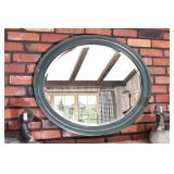 Large Green Distressed Oval Mirror