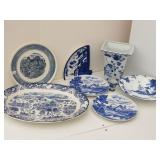 Collectible Blue & White Porcelain Plates, Vase