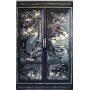 Asian Black Lacquer Mother of Pearl Inlay Armoire