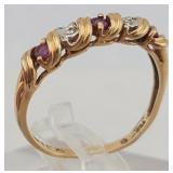 T&G 10K Ruby & Moissanite "Diamond" Ring 1.8gtw