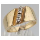 14K Yellow Gold & Diamond Sz 9 Mens Ring 9.3gtw
