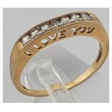 I LOVE YOU 10K Gold & Moissanite 6.5 Ring 1.9g tw