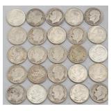 (25) 1946-1964 Roosevelt 90% Silver Dimes