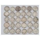 (30) 1918-1945 Mercury Head 90% Silver Dimes