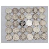 (30) 1946-1964 Roosevelt 90% Silver Dimes