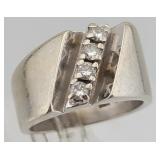 14K White Gold & Diamond Sz 4.5 Ladies Ring 8.4gtw