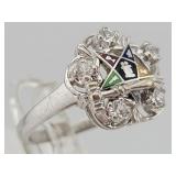 10K Eastern Star Masonic Lodge Diamond Ring 2.8gtw